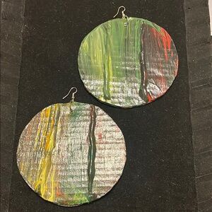 Exclusive Rare Unique One of a Kind Handmade Abstract Painted Earrings